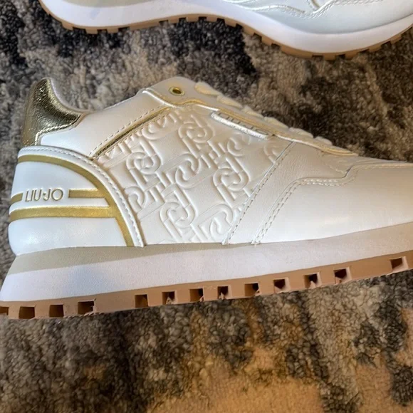 LIU Jo New Italian leather white and gold sneakers